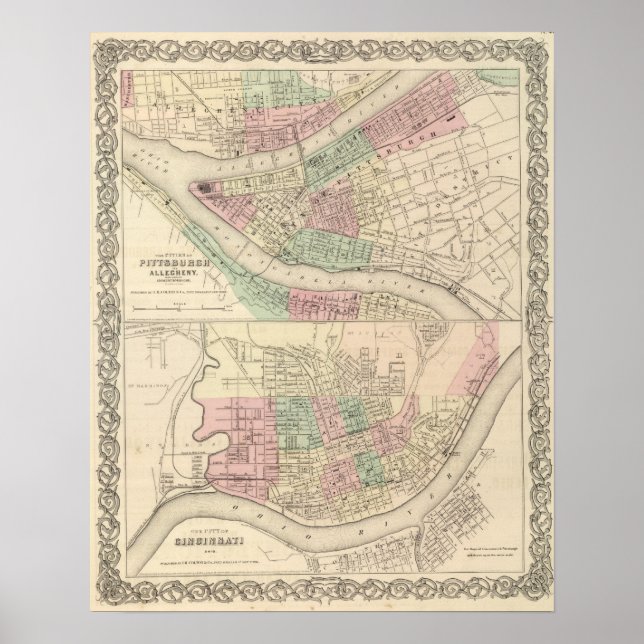 Póster Pittsburgh y Allegheny, Pennsylvania (Frente)
