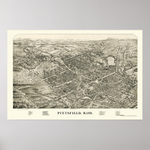 Póster Pittsfield, mapa panorámico de las MAMÁES - 1899