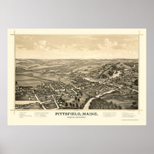 Póster Pittsfield, ME Panoramic Map - 1889