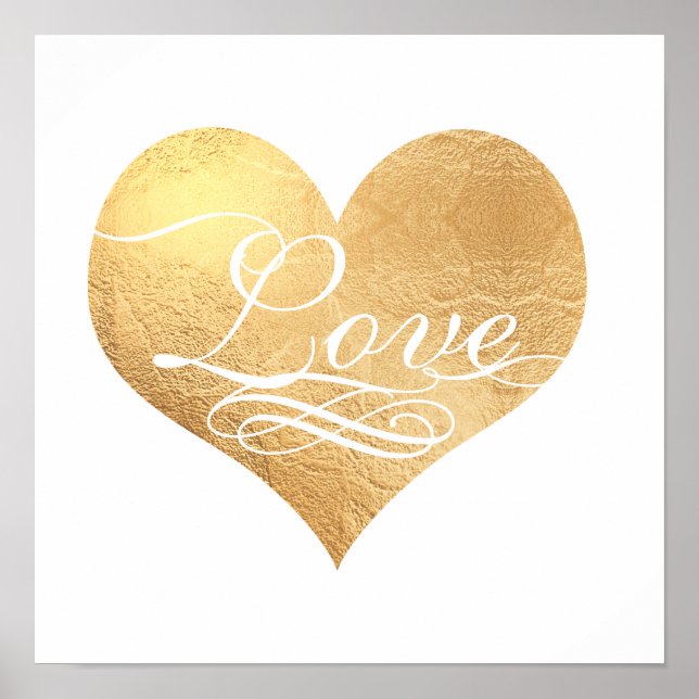 Póster PixDezines Aman Faux Gold Heart (Frente)