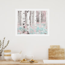 PixDezines Bosque de abedules de invierno helechos