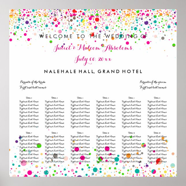 Póster PixDezines dazzled rainbow/seating chart (Frente)