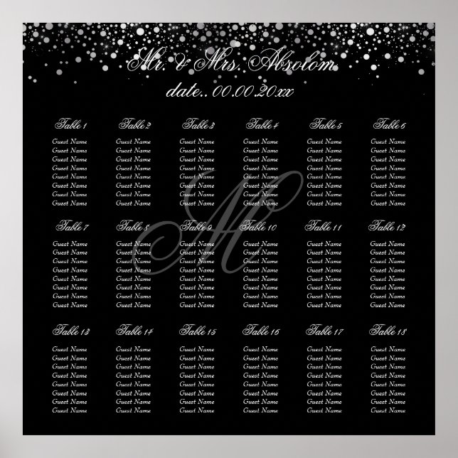 Póster PixDezines dazzled silver specks/seating chart (Frente)