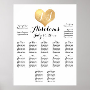 Póster PixDezines DIYColor+Font/Faux Gold Heart/Seating