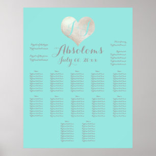 Póster PixDezines DIYColor+Font/Faux Silver Corazón/Asien