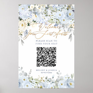 Póster PixDezines Elegante Asiento QR Hyde Azul Polvorien