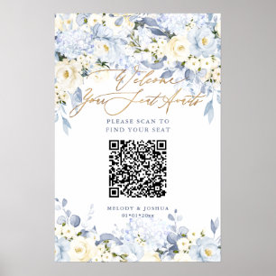Póster PixDezines Elegante Asiento QR Hyde Azul Polvorien
