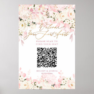 Póster PixDezines Elegante Asiento QR Hyde Polvo de Rosa