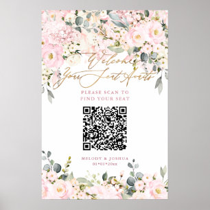 Póster PixDezines Elegante Asiento QR Hyde Polvo Rosado