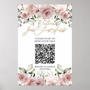 Póster PixDezines Elegante Asientos QR Rosas Polvorientas