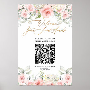 Póster PixDezines Elegantes Rosas Dusty Blush Asientos QR