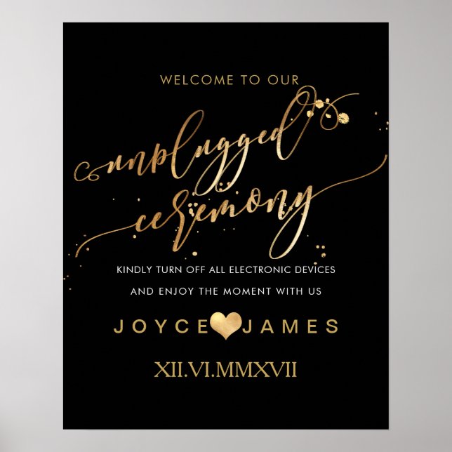 Póster PixDezines Faux Gold/DIY #UNPLUGGED CEREMONY (Frente)