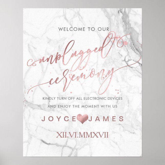 Póster PixDezines Faux Rosa Gold/DIY CEREMONIA SIN PLUGAR (Frente)