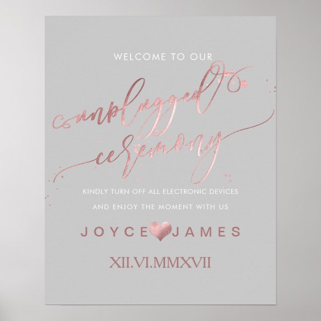 Póster PixDezines Faux Rosa Gold/DIY CEREMONIA SIN PLUGAR (Frente)