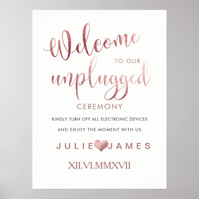 Póster PixDezines Faux Rosa Gold/#UNPLUGGED (Frente)