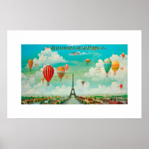 Póster PixDezines globos vintage sobre París