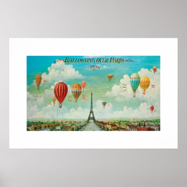 Póster PixDezines globos vintage sobre París (Frente)