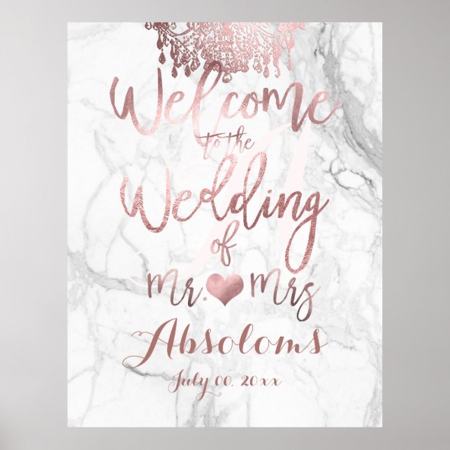 Póster PixDezines Lámpara de Mármol/Rosa Dorado Chandelie (Frente)