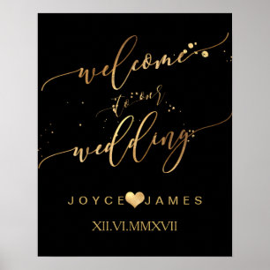 Póster PixDezines MARBLE+FAUX GOLD SCRIPT/WELCOME