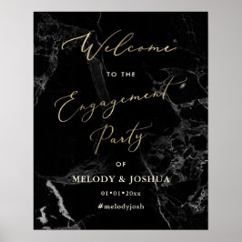 Póster PixDezines Mármol+Oro Falso  Bienvenida Compromiso