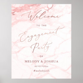 Póster PixDezines Mármol Rosa Oro Bienvenida Compromiso