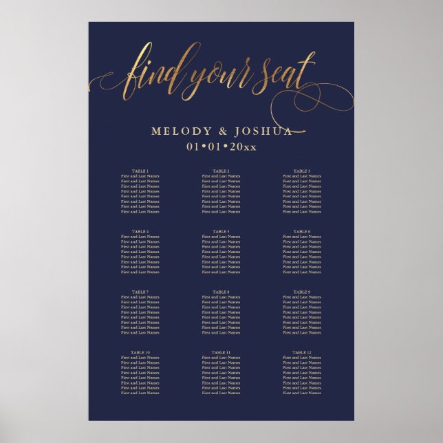 Póster PixDezines Navy+Caligrafía de oro, gráfico de asie (Frente)