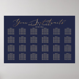 Póster PixDezines Navy Caligrafía Falso Oro, Asientos