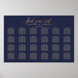 Póster PixDezines Navy+Gold Caligrafía, Gráfico de Asient