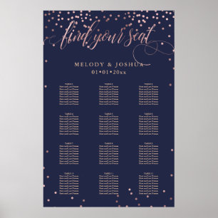 Póster PixDezines Navy+Guión de oro Rosa, gráfico de asie