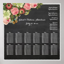 Póster PixDezines pizarra + rosas vintage / gráfico de as