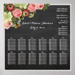 Póster PixDezines pizarra + rosas vintage / gráfico de as
