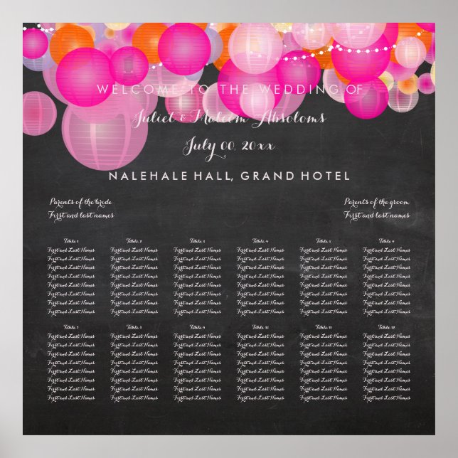 Póster PixDezines Rosa/Naranja/Farolilla/Asiento (Frente)