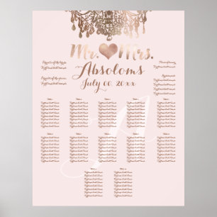 Póster PixDezines Rose Gold Chandelier/Heart/DIY Bckgrnd