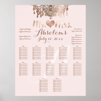 Póster PixDezines Rose Gold Chandelier/Heart/DIY Bckgrnd