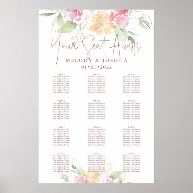 Póster PixDezines Rubefacción Flores de romance, asientos (Frente)