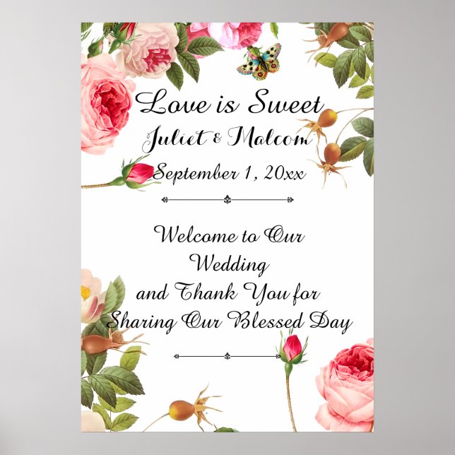 Póster PixDezines Vintage Roses/Reception (Frente)