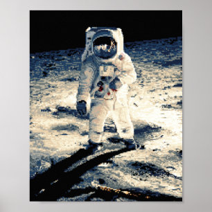 Póster Pixel Art Moon Man (Historia en píxeles)