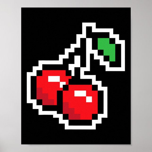 Póster Pixel Cherries 80s Video Game Halloween Costume Ea (Frente)