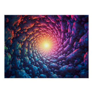 Póster Pixel Kunst als " Licht am Ende des Tunnels"