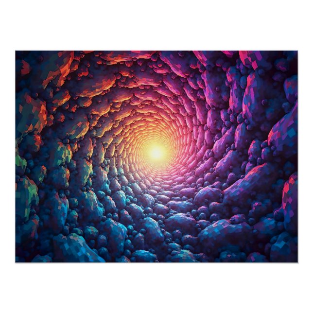 Póster Pixel Kunst als " Licht am Ende des Tunnels" (Anverso)