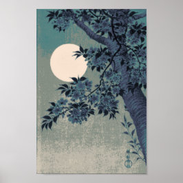 Póster Pixel Vintage Moonlit Cherry Blossoms