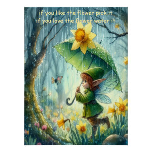 Póster Pixie en la lluvia
