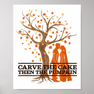Póster Pizarra de calabaza y calabaza; Pastel de Boda par