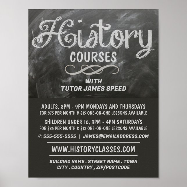 Póster Pizarra de historia, publicidad de cursos de histo (Frente)