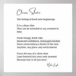 Póster Pizarra limpia nuevos comienzos Poema inspirador d