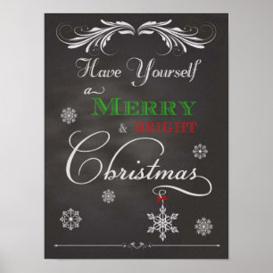 Póster Pizarra-Navidad Alegre y Brillante