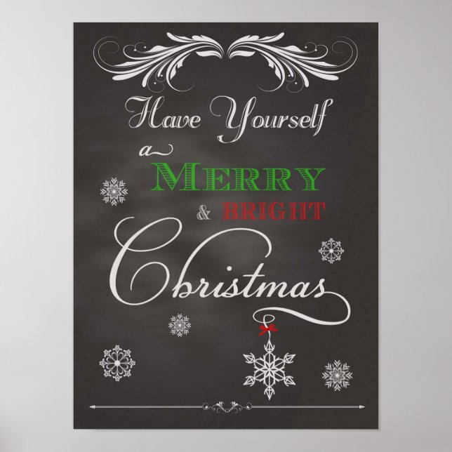 Póster Pizarra-Navidad Alegre y Brillante (Frente)