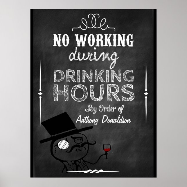 Póster Pizarra Personalizada Humor Vino (Frente)