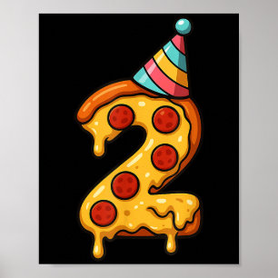 Póster Pizza 2º cumpleaños Gorra Fiesta de 2 años