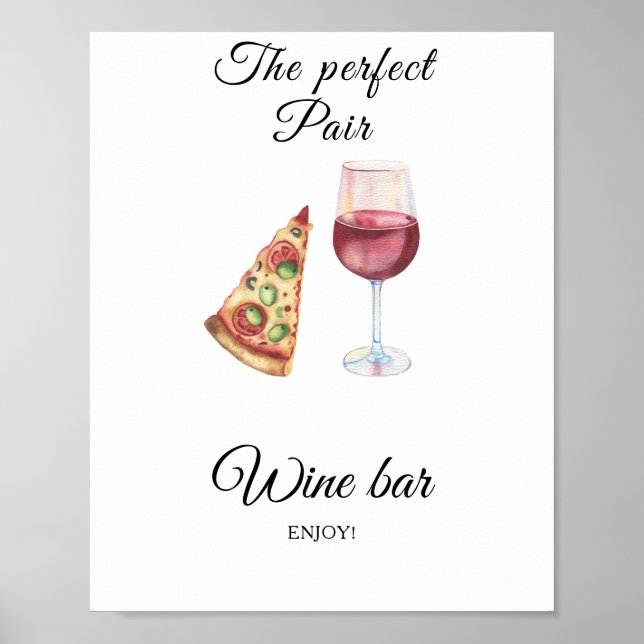 Póster Pizza and Wine Bridal shower - Wine bar (Frente)